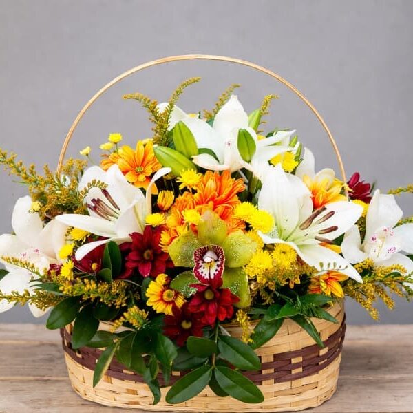 cvetna korpa ljiljani orhideje dostava Beograd