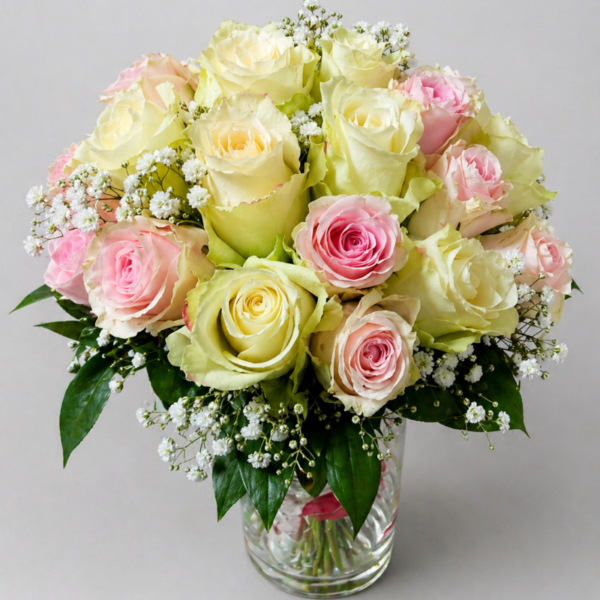 bidermajer od ruža beli roze buket Beograd