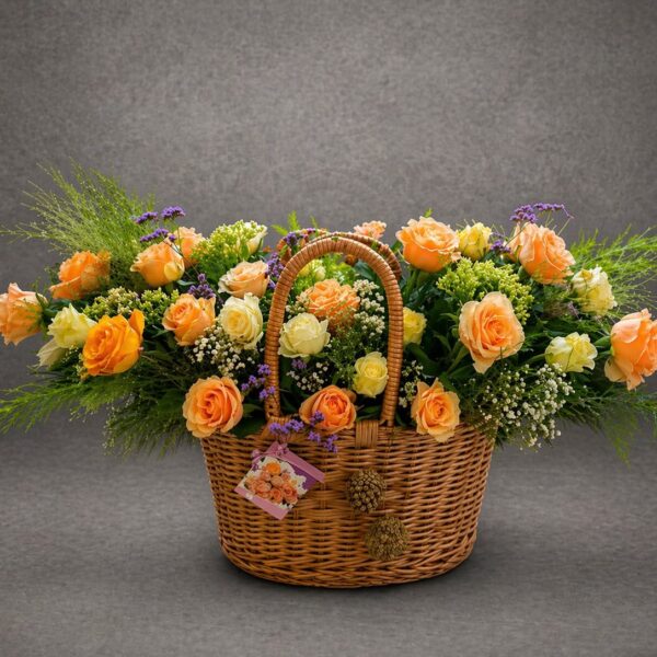 cvetna korpa ruže pastelne dostava Beograd