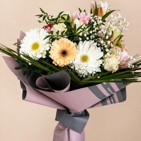 buket gerberi ruže ljiljani pastelni dostava Beograd