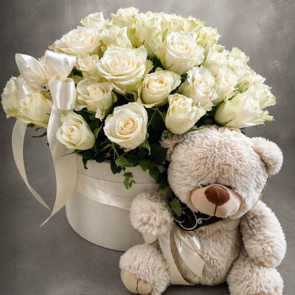 boks sa belim ružama i medom poklon dostava Beograd