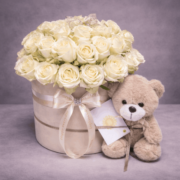 51 bela ruža sa medom poklon za rodjenje bebe dostava Beograd