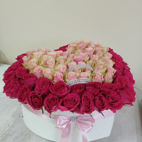 101 ruža u obliku srca roze i ciklama besplatna dostava Beograd