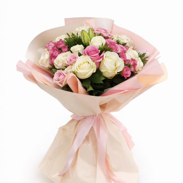 buket ruža pink i bele ruže dostava Beograd